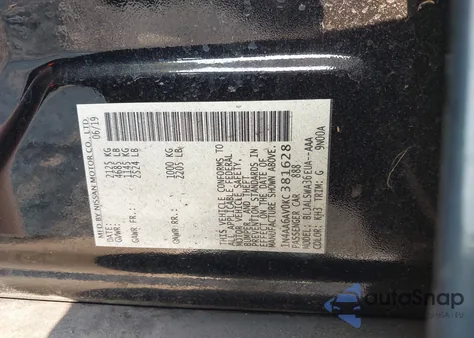 2019 Nissan Maxima S/Sl/Sr/Sv/Platinum из США, поврежденный, VIN 1N4AA6AV0KC381628